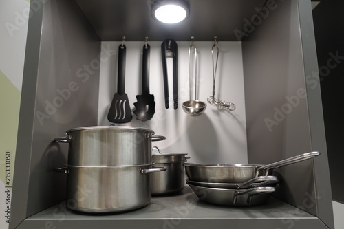 Interior of kitchen ware area showcase, selling kitchenware in the largest furniture store