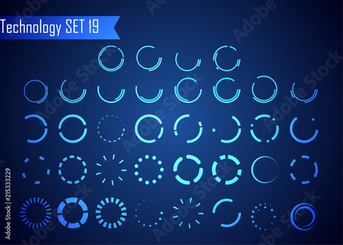Set of Circle Abstract Digital Technology UI Futuristic HUD Virtual Interface Elements Sci- Fi Modern User For Graphic Motion, Theme Technology, Game Control,  Elements of Background Hi-tech or Design