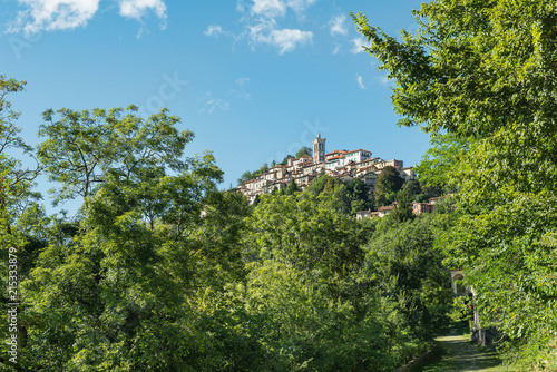 Sacro Monte di Varese, picturesque medieval village in north Italy, located at the end of a Sacred way of 14 chapels, with the 8th and 9th chapel at the bottom right. World Heritage Site - Unesco