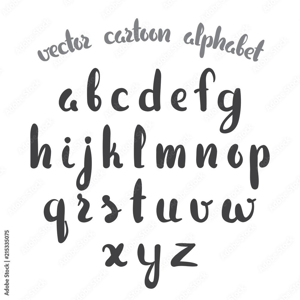 Vector illustration: Hand Drawn English alphabet letters isolated on white background. Modern brush lettering