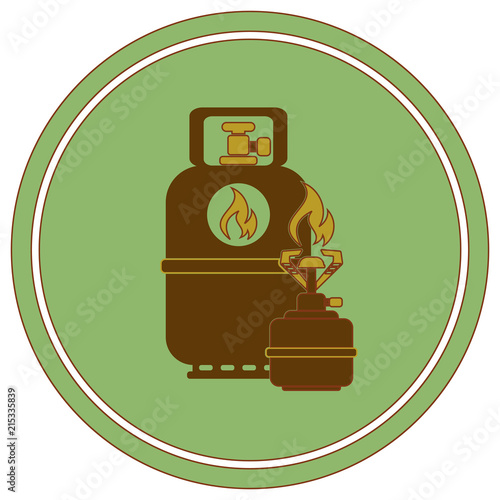 Camping stove with gas bottle icon