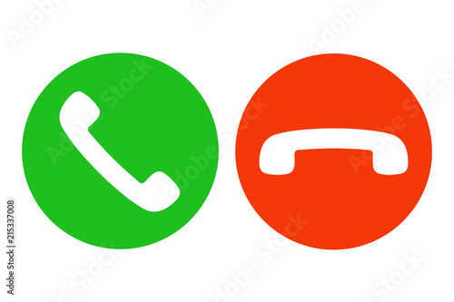 Answer and decline phone call buttons. Green and red. Vector.