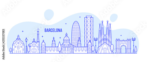 Barcelona skyline Spain city buildings vector