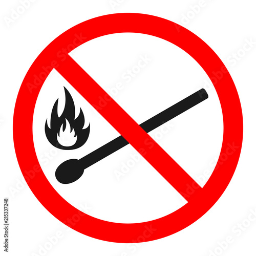 NO OPEN FIRE sign. HIGHLY FLAMMABLE label. FIRE HAZARD symbol. Vector.