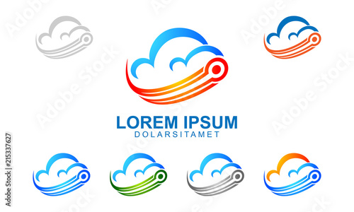 cloud Logo with internet, data , and technology concept