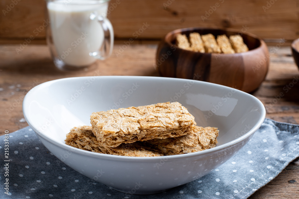 Whole grain wheat biscuits breakfast cereal