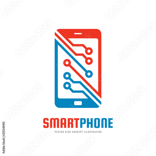 Mobile phone vector business logo concept illustration. Smartphone creative sign. Modern electronic technology. Cellphone symbol. Design element.
