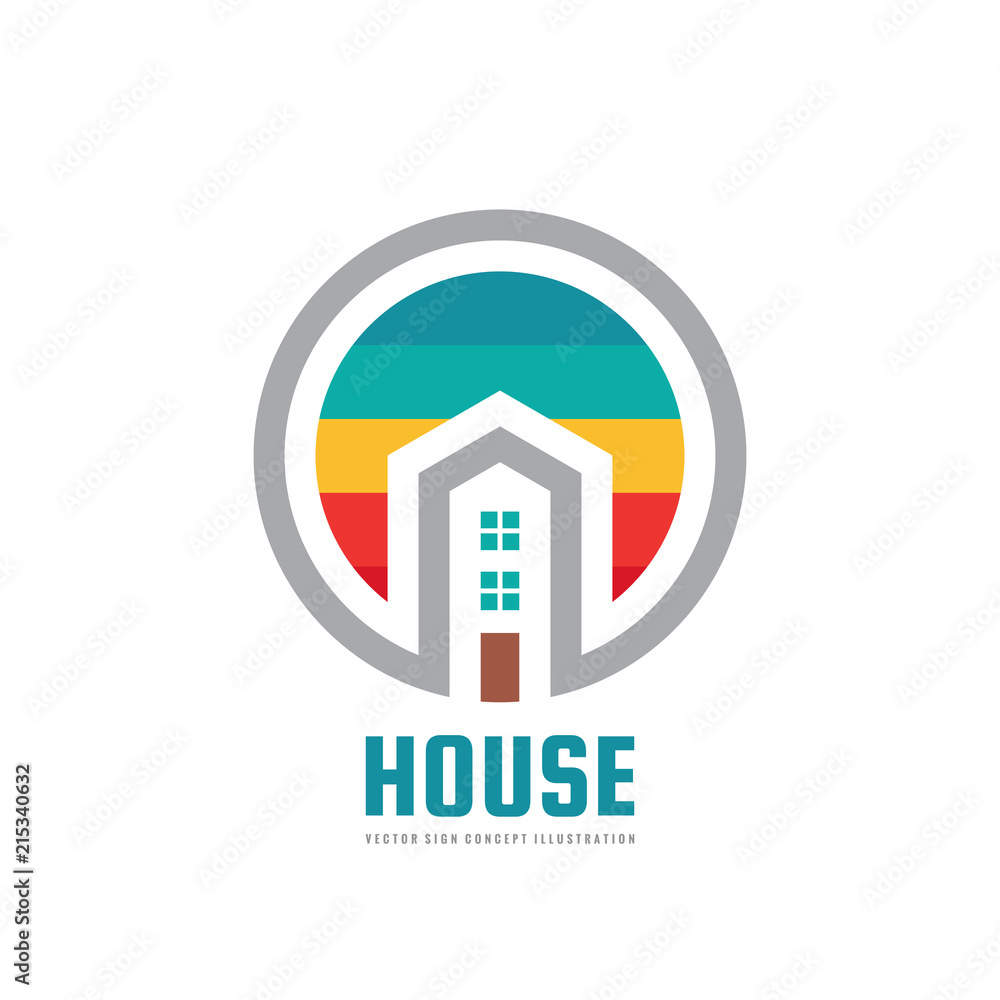 House home building - vector logo concept illustration for presentation, booklet, website and other creative projects. Real estate. Design element.