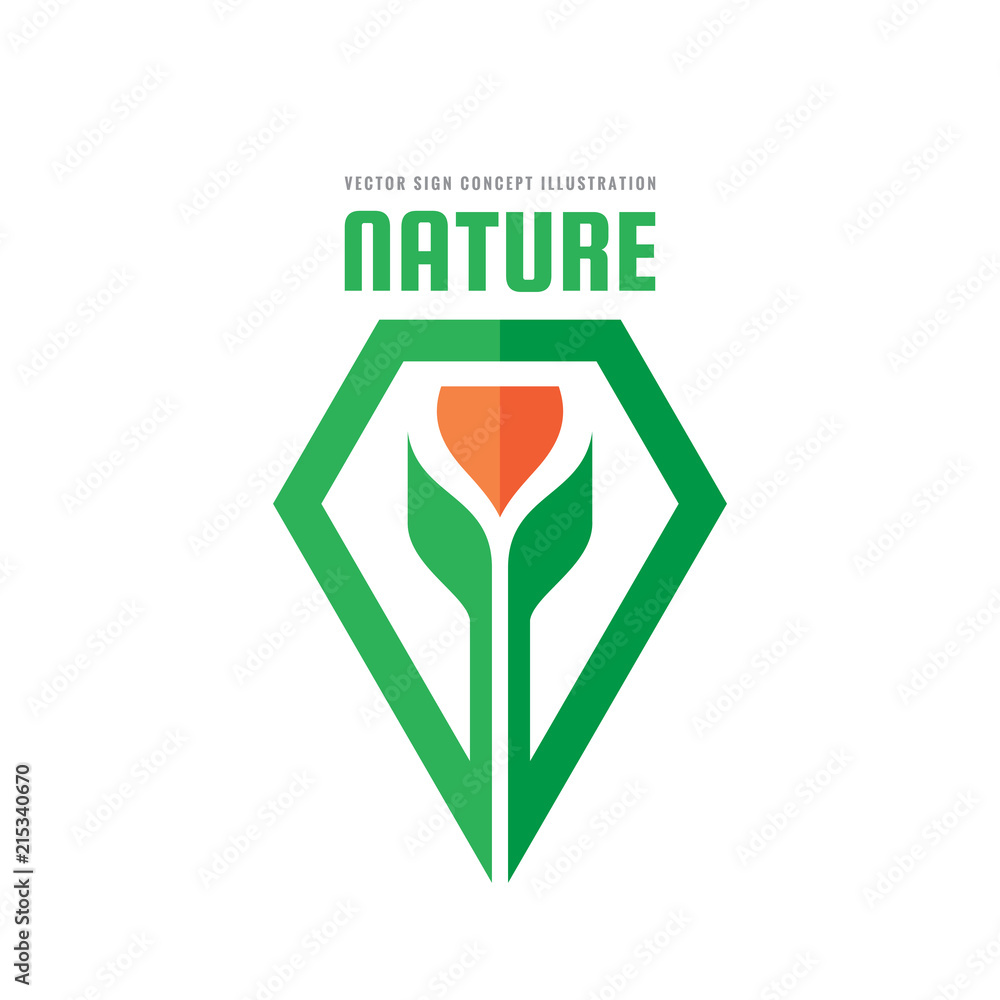 Green nature concept illustration. Sprout and flower with leaves - vector creative logo. Organic sign. Agriculture symbol. Design geometric element. Green nature concept illustration. Sprout and flower with leaves - vector creative logo. Organic sign. Agriculture symbol. Design geometric element.