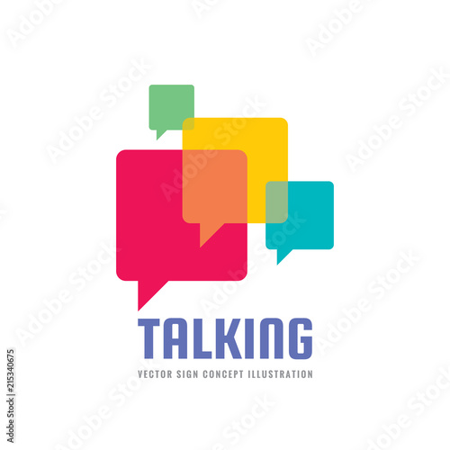 Message - vector logo template concept illustration in flat style. Talking chat creative sign. Social media abstract symbol. Dialogue communication icon. Speech bubble. Graphic design 
