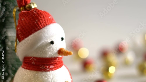 Put and arrange Christmas gift box on white background. photo