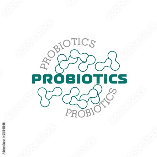 Probiotics logo. Bacteria logo. Concept of healthy nutrition ingredient for therapeutic purposes. Simple flat style trend modern logotype graphic design isolated