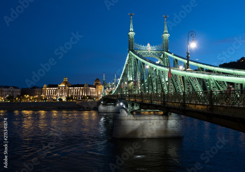 Liberty bridge by night, Budapest, Hungary