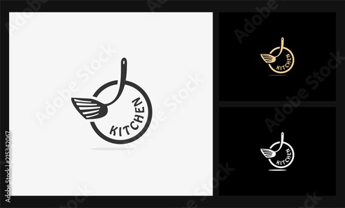 abstract pan icon kitchen logo