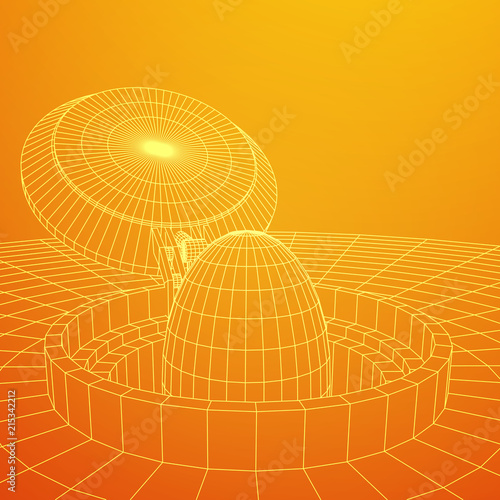 Cover rocket silo intercontinental ballistic missile. Wireframe low poly mesh vector illustration