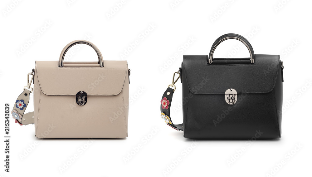 women leather handbags isolated on white background women leather handbags isolated on white background