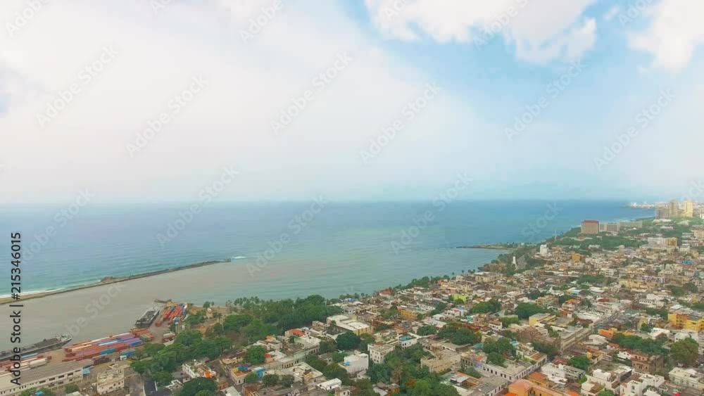 Daytime Aerial Shot of Old City in Santo Domingo Capital in Dominican Republic
