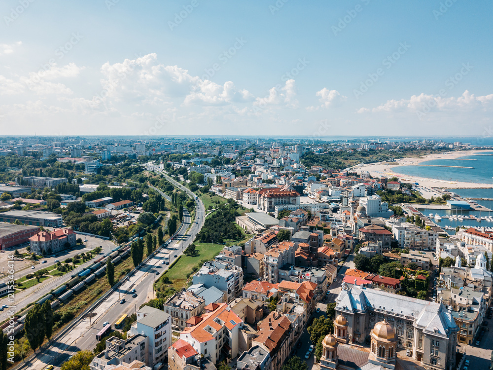 Aerial View Of Constanta City Skyline In Romania