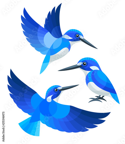 Stylized Birds - Cerulean Kingfisher
