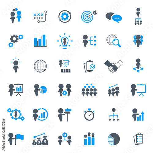 Business strategy icons set.