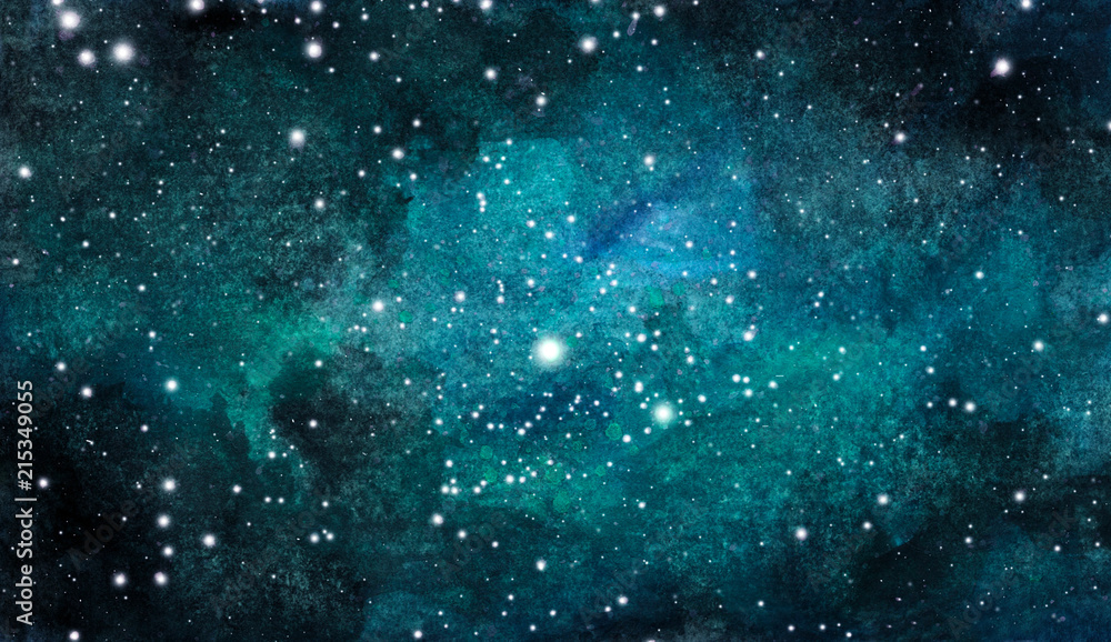 Fototapeta premium Ręcznie malowane akwarela ilustracja nocne niebo