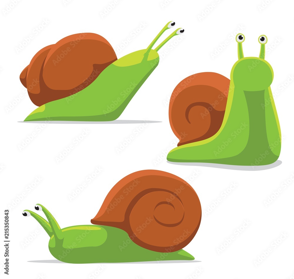 Cute Snail Poses Cartoon Vector Illustration Stock Vector Adobe Stock