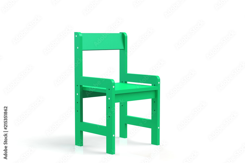 Little child wooden chair on a white background. 3D-model rendering chair. Little child wooden chair on a white background. 3D-model rendering chair.