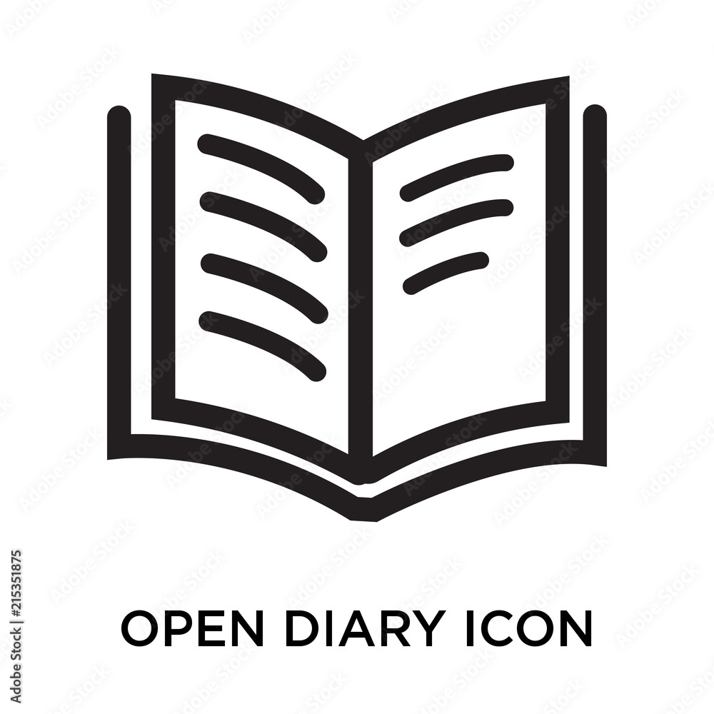 Open diary icon vector sign and symbol isolated on white background, Open diary logo concept Open diary icon vector sign and symbol isolated on white background, Open diary logo concept
