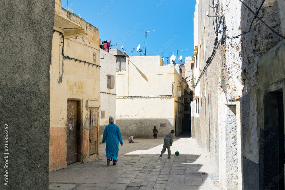 Street scene in the old Medina of Fez, Morocco