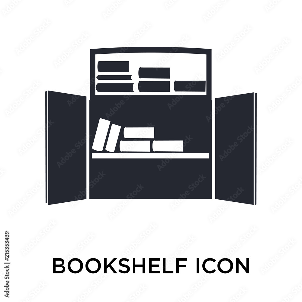 Bookshelf icon vector sign and symbol isolated on white background