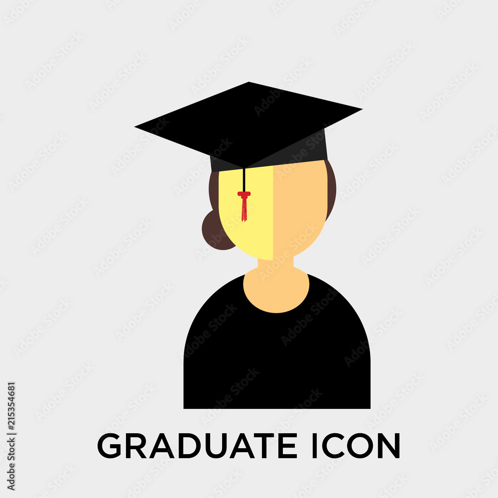 Graduate icon vector sign and symbol isolated on white background, Graduate logo concept Graduate icon vector sign and symbol isolated on white background, Graduate logo concept