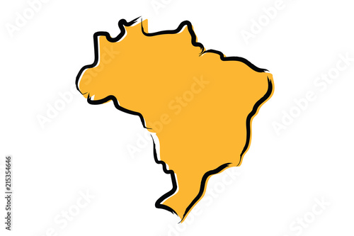 Stylized orange sketch map of Brazil