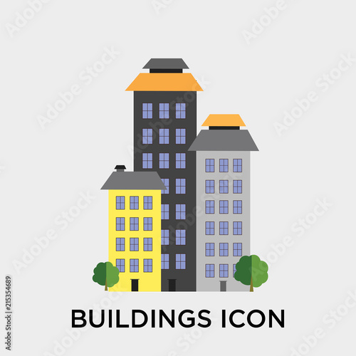 Buildings icon vector sign and symbol isolated on white background, Buildings logo concept © vectorstockcompany