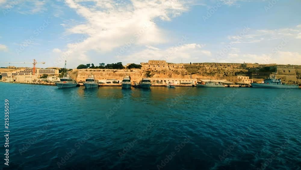 Valletta view with Msida Bastion and Msida Bastion Historic Garden from bay, Malta Valletta view with Msida Bastion and Msida Bastion Historic Garden from bay, Malta