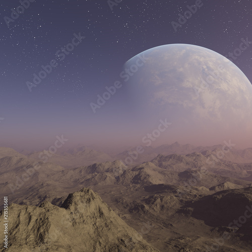 Fototapeta Naklejka Na Ścianę i Meble -  3d rendered Space Art: Alien Planet - A Fantasy Landscape