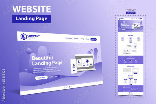 beautiful Landing Page website Template Design concept vector