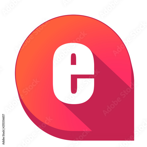 ikona z długim cieniem na tle strzałki pinezki