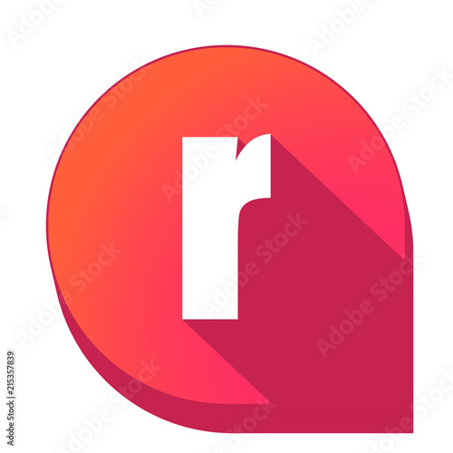 ikona z długim cieniem na tle strzałki pinezki