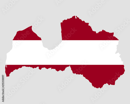 Karte und Fahne von Lettland