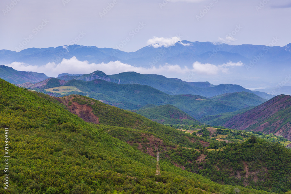 Fototapeta premium Scenic landscape view in Albanian mountain in summer day.