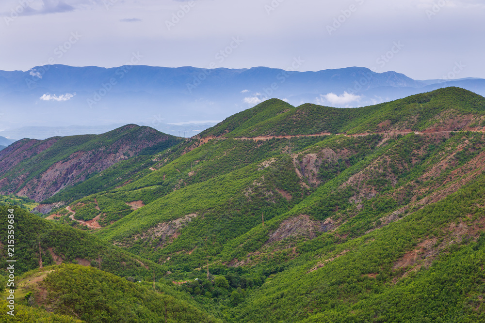 Scenic landscape view in Albanian mountain in summer day.