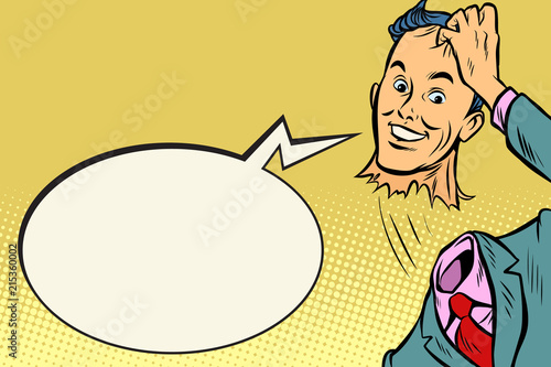 The headless man is polite greeting
