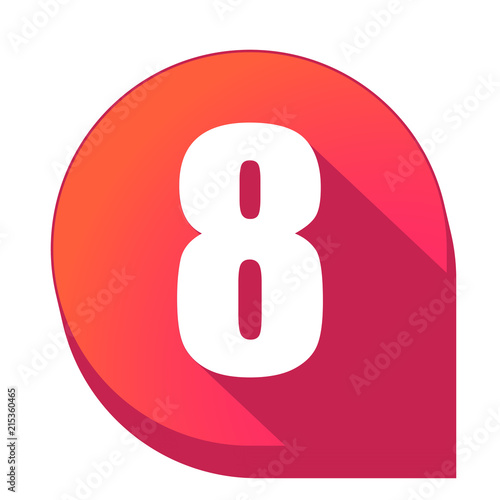 ikona z długim cieniem na tle strzałki pinezki