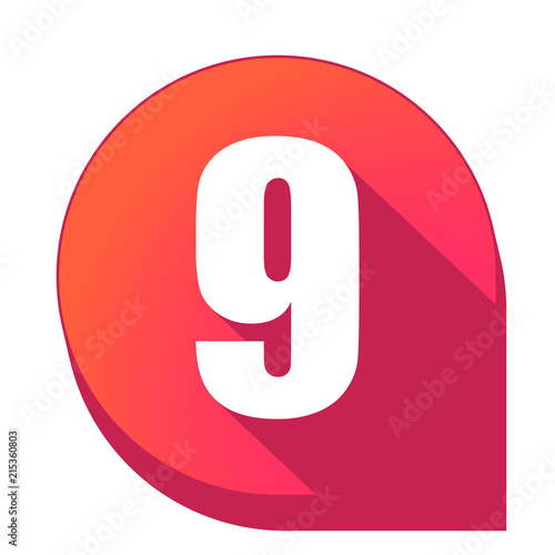 ikona z długim cieniem na tle strzałki pinezki