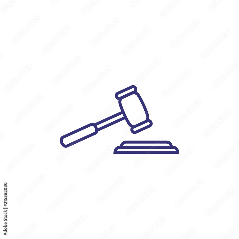 Auction line icon. Judge gavel, hammer, mallet. Trading or authority concept. Can be used for topics like trial, licitation, legislation Auction line icon. Judge gavel, hammer, mallet. Trading or authority concept. Can be used for topics like trial, licitation, legislation