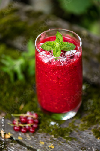 Wallpaper Mural Raspberry smoothies with mint on rustic background Torontodigital.ca