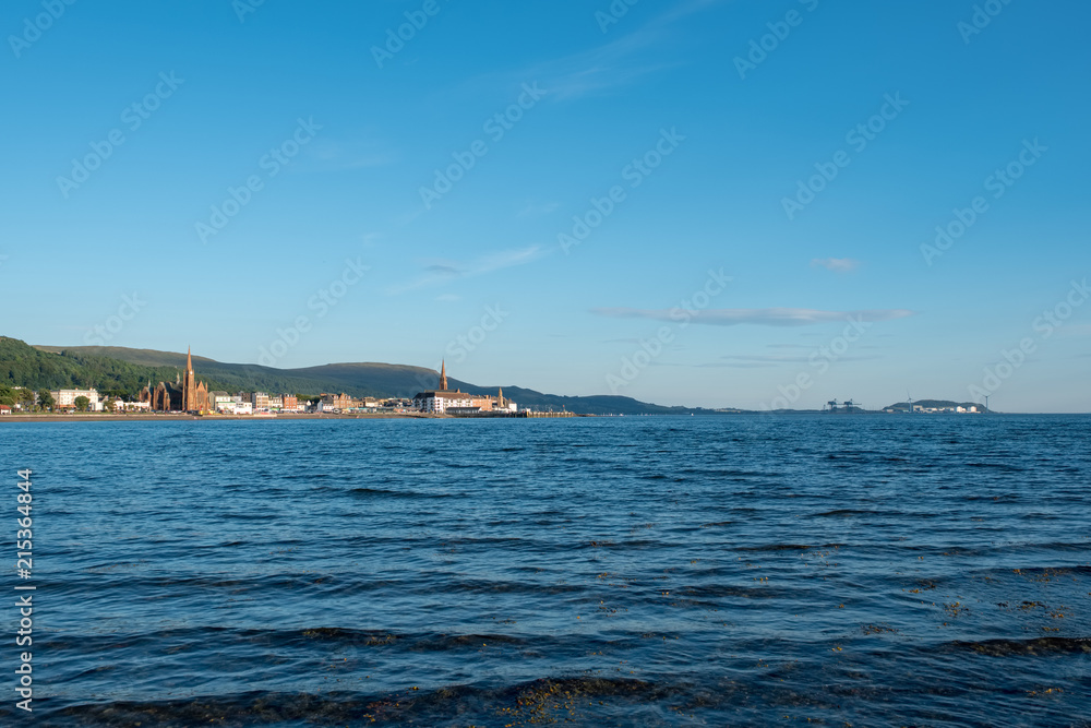 Sunshine over Largs with Hunterston in the far distance.