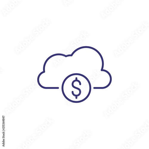 Cloud money line icon. Dollar symbol, coin, cost. Finance concept. Can be used for topics like business, finance management, mining