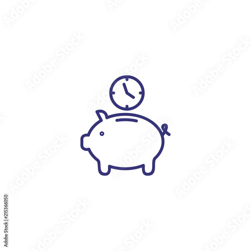 Save time line icon. Piggy bank, mumps, clock, saving. Finance management concept. Can be used for topics like money, deposit, banking