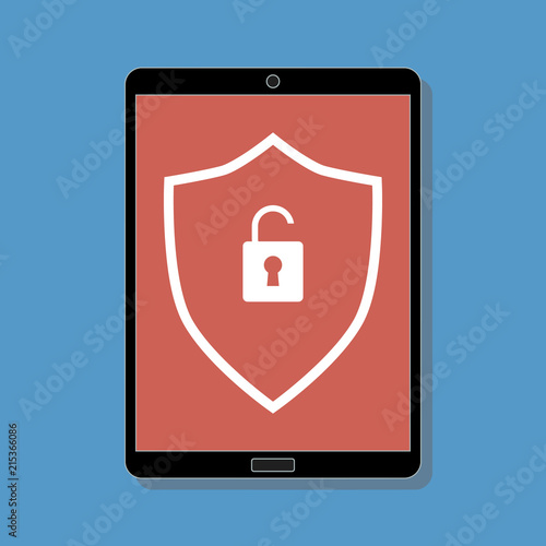 digital tablet with red unprotected symbol